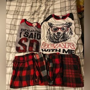 Two pajama shirts and four pajama pants